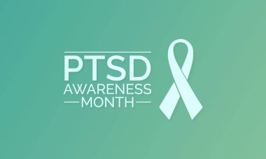 Ulusal Travma Sonrası Stres Bozukluğu veya Travma Sonrası Stres Farkındalığı Teması 'na ilişkin vektör illüstrasyonları her yıl Haziran ayında gözlemlenir.