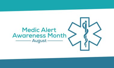 Her yıl Ağustos ayında gözlenen Sıhhiye Uyarısı Bilinci temasına ilişkin vektör illüstrasyonu.