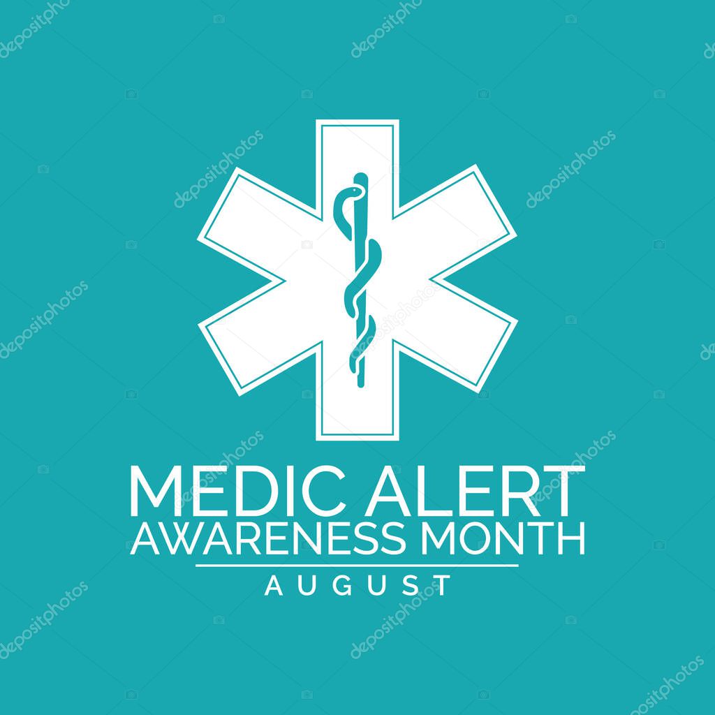 Vector illustration on the theme of Medic alert awareness month observed each year during August.