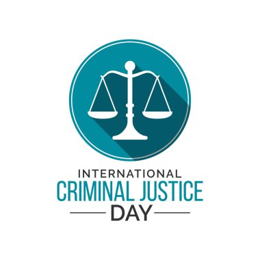 Uluslararası Ceza Adaleti Günü konulu vektör illüstrasyon her yıl 17 Temmuz 'da tüm dünyada gözlemlendi.