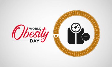 Dünya Obezite Günü temasına ilişkin vektör illüstrasyonu her yıl 11 Ekim 'de tüm dünyada gözlemlenmiştir..