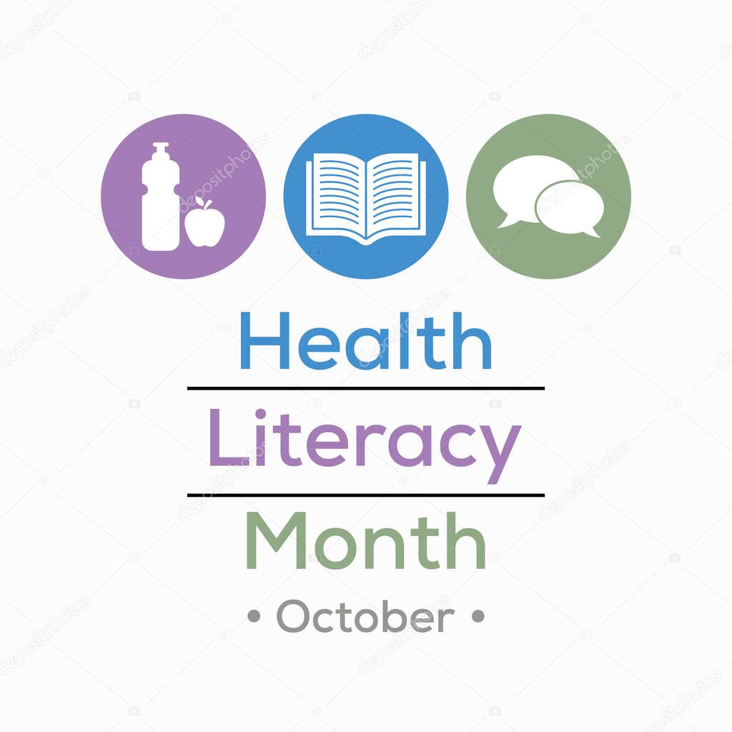 Vector illustration on the theme of Health and literacy month observed each year during October.
