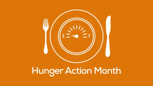 Video Animation Theme Hunger Action Month Observed Each Year September — Stock Video