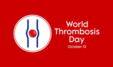 Dünya Tromboz Günü teması üzerine vektör illüstrasyonu her yıl 13 Ekim 'de tüm dünyada gözlemlenmiştir..