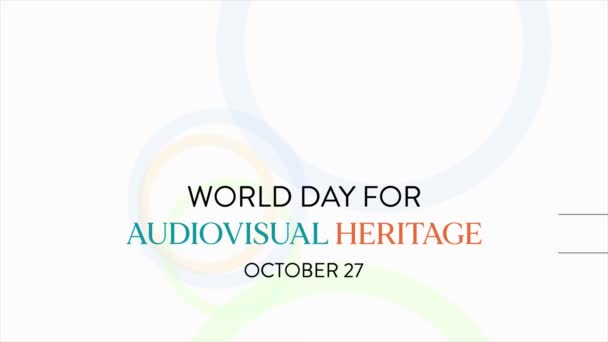 Animazione Video Sul Tema Della Giornata Mondiale Del Patrimonio Audiovisivo — Video Stock