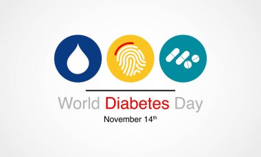 Dünya Diyabet Günü temasına ilişkin vektör illüstrasyonu her yıl 14 Kasım 'da tüm dünyada gözlemlenmiştir..