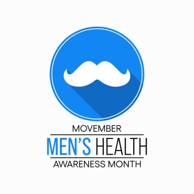 Erkekler Sağlığı Bilinci Ayı (Movember) temasına ilişkin vektör illüstrasyon her yıl Kasım ayında gözlemlenir.