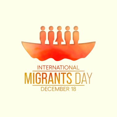 Uluslararası Göçmenler Günü teması üzerine vektör illüstrasyon her yıl 18 Aralık 'ta tüm dünyada gözlemlenmiştir..