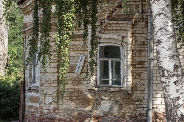 Penceresi ve huş ağacı olan eski bir ev