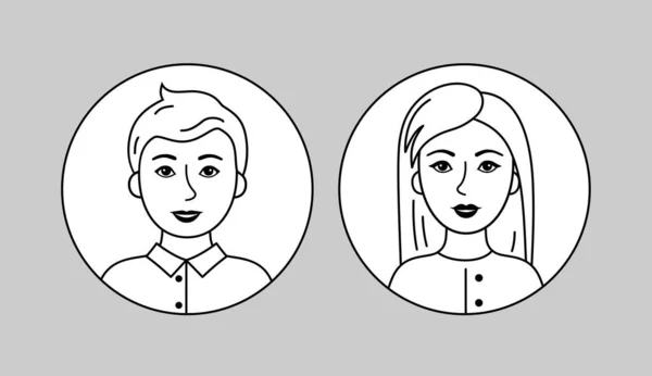 Европейский Мужчина Женщина Черно Белая Векторная Пиктограмма Простая Плоская Икона — стоковый вектор