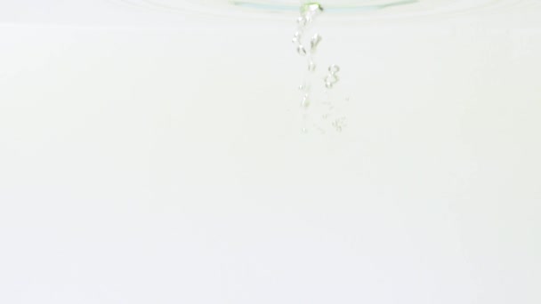Brokkoli und Pilze, die im Wasser vor weißem Hintergrund planschen, Nahaufnahme — Stockvideo