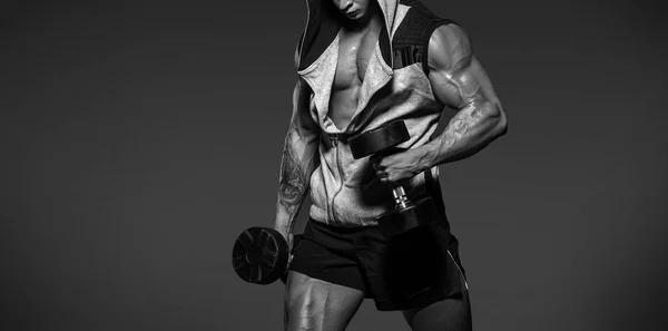 Unga Stiliga Sportsman Bodybuilder Tyngdlyftare Med Perfekt Kropp — Stockfoto