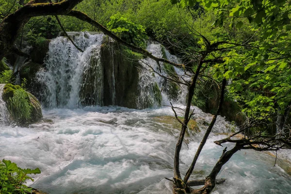 Plitvice Gölleri Milli Parkı Croatias Popüler Turistik — Stok fotoğraf
