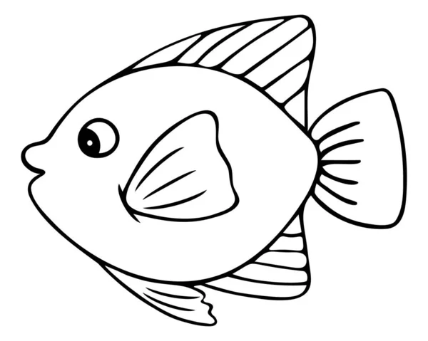 Peces Marinos Ángel Imperial Ilustración Vectorial Esquema Sobre Fondo Blanco — Vector de stock