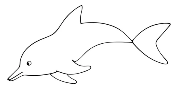 Delfín Ilustración Vectorial Esquema Sobre Fondo Blanco Aislado Mamífero Marino — Vector de stock