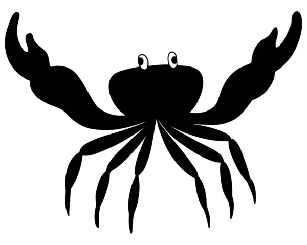 Krab Silhouet Vector Illustratie Schets Een Witte Geïsoleerde Achtergrond Ongewervelde — Stockvector