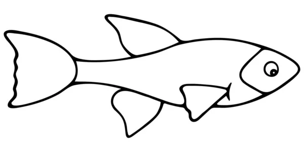 Sladkovodní Ryby Guppy Vektorová Ilustrace Obrys Bílém Izolovaném Pozadí Mazlíček — Stockový vektor