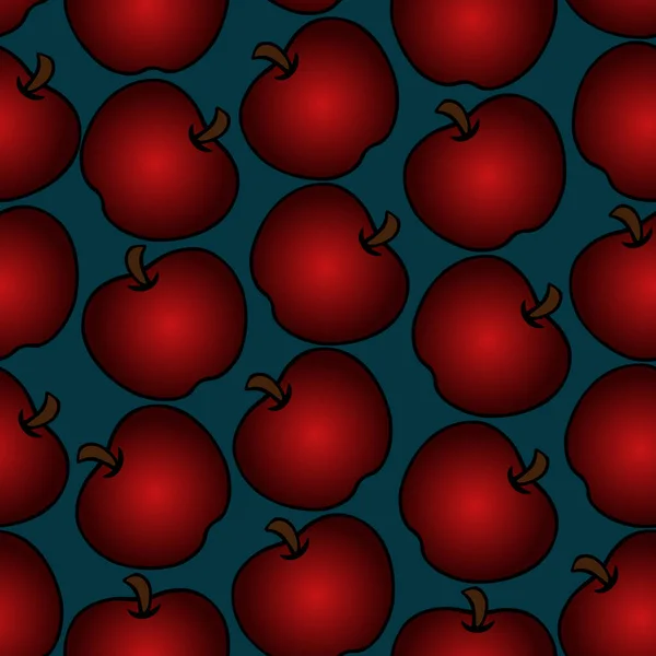 Una Manzana Fruta Roja Fresca Jugosa Patrón Vectorial Sin Fisuras — Vector de stock