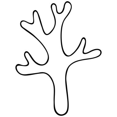 Mercan. Vektör çizimi. İzole edilmiş beyaz bir arkaplanda özet geç. Okyanustaki polip kolonilerinin iskeleti. Deniz omurgasız organizmaları. El çizimi tarzı. Robot resim. Çocuklar ve yetişkinler için boyama kitabı. Web tasarımı için fikir, kitaplar.