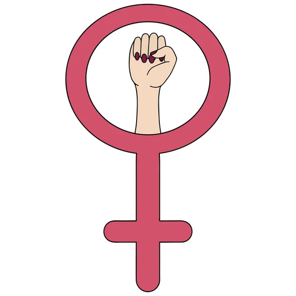 Des Mains Féminines Symbole Mouvement Féministe Poing Serré Dans Miroir — Image vectorielle