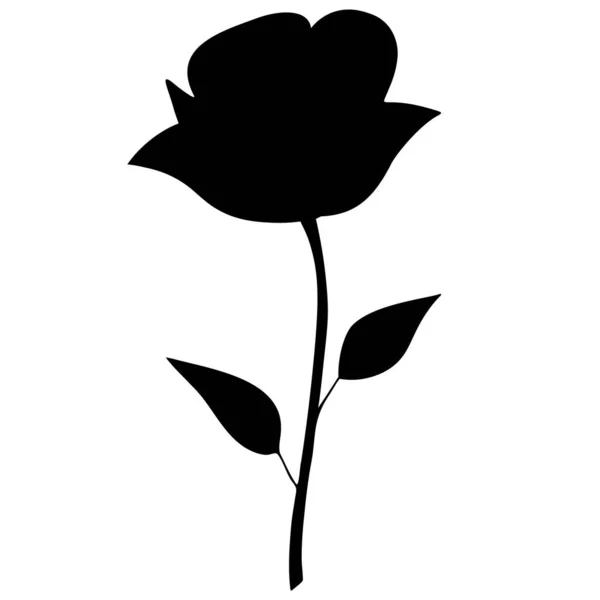 Flor Rosa Ilustração Vetorial Silhueta Uma Rosa Florescente Flor Sobre —  Vetores de Stock