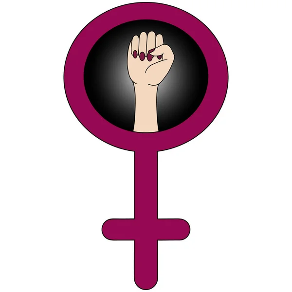 Symbole Mouvement Féministe Poing Féminin Illustration Vectorielle Sur Fond Blanc — Image vectorielle