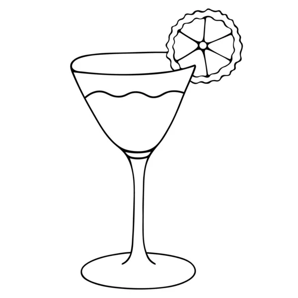 Ένα Δροσιστικό Κοκτέιλ Μαρτίνι Μια Φέτα Λάιμ Βέκτορ Ποτήρι Αλκοολούχο — Διανυσματικό Αρχείο