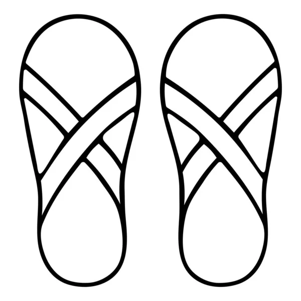 皮革拖鞋 矢量图解 男女都穿舒适的夏鞋 一个孤立的白色背景的轮廓 涂鸦的风格 海滩开放的鞋子 水疗用的翻筋斗度假的心情 关于网页设计的想法 — 图库矢量图片