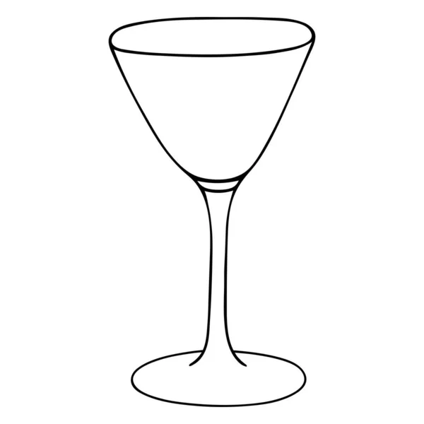 マルティーニグラス スケッチ アルコール飲料用のガラス ベクトル さわやかなカクテルと軽い食前酒のためのクリスタルボウル 隔離された背景の概要 馬鹿なスタイルだ ウェブデザイン メニュー スパイシーなハーブと中程度の強さのワイン用ワイングラス — ストックベクタ