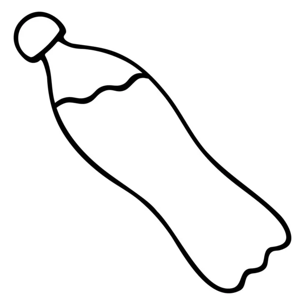 Plastflaska För Vatten Skiss Vektorillustration Disposition Isolerad Vit Bakgrund Doodle — Stock vektor
