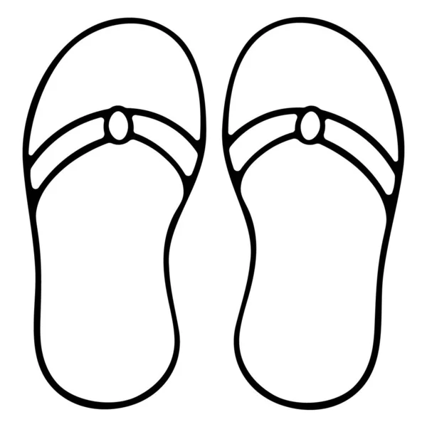 Cómodos Zapatos Verano Para Mujer Ilustración Vectorial Esquema Sobre Fondo — Vector de stock