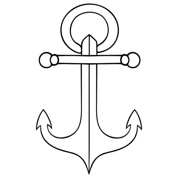 Anchor Symbol Seafaring Sketch Vector Illustration Outline Isolated White Background — Stock Vector