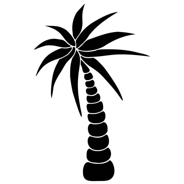 Tropische Boom Een Handpalm Silhouet Vector Illustratie Schets Een Geïsoleerde — Stockvector