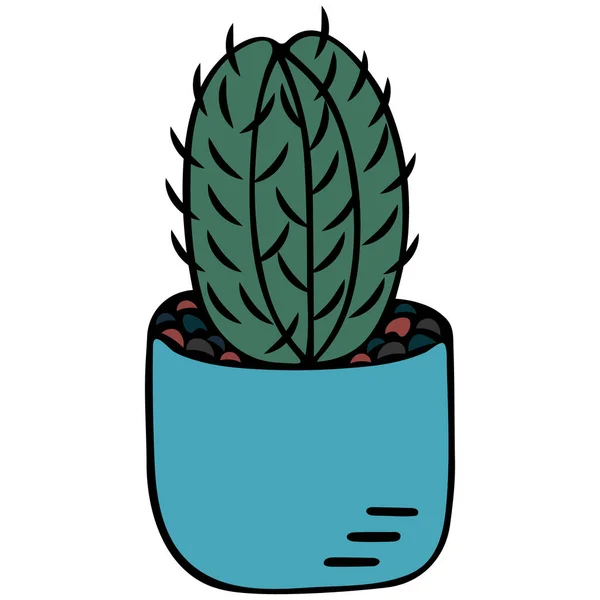 Cactus Una Pentola Illustrazione Vettoriale Uno Sfondo Bianco Isolato Stile — Vettoriale Stock