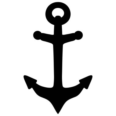 Çapa. Denizciliğin sembolü. Siluet. Vektör çizimi. İzole edilmiş beyaz bir arkaplanda özet geç. Gemiyi tutacak cihaz, denizaltı, sal. Özel oyuncu kadrosu, sahte inşaat. Donanma dekoratif unsuru. Dövme ve web tasarımı için fikir.