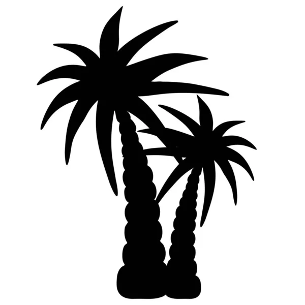 Palmen Vektorillustration Umriss Auf Einem Isolierten Weißen Hintergrund Silhouette Piktogramm — Stockvektor