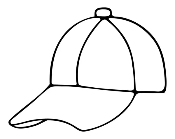Beyzbol şapkası. Robot resim. Uniseks şapkası. Vektör çizimi. İzole edilmiş beyaz bir arkaplanda özet geç. Güneş koruması. Vizörlü bir yaz şapkası. Doodle tarzı. Tatil havası. Web tasarımı için fikir. Boyama. Erkekler ve kadınlar için şapka. Spor şapkası. Spor modası