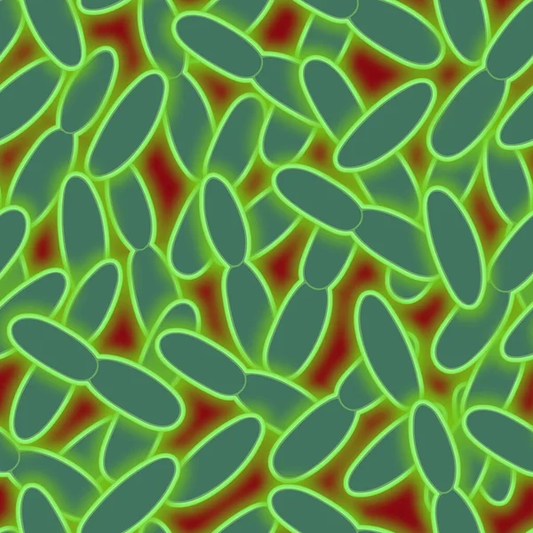 Veba Asası Bakteriler Floresan Mikroskopisi Altında Kusursuz Vektör Deseni Zole — Stok Vektör