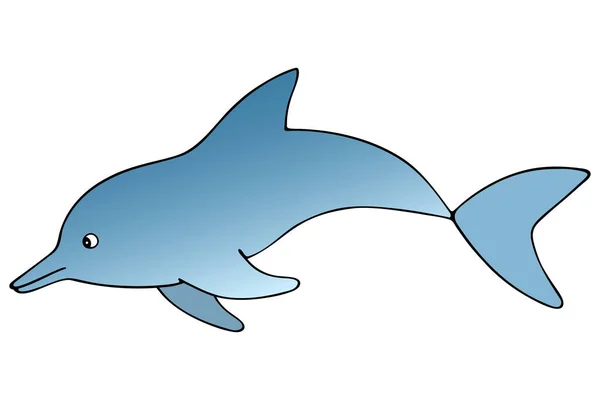 Delfín Mamífero Marino Ilustración Stock Vectorial Fondo Blanco Aislado Habitante — Vector de stock