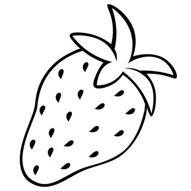 Sulu çilekler. Robot resim. Vektör. İzole edilmiş bir arkaplanda özet geç. Doodle tarzı. Olgun meyve ve küçük tohumlar. Çocuklar için boyama kitabı. C vitamini dolu sağlıklı bir tatlı. Kimyasal olmayan doğal ürün. Reçel için tatlı bir malzeme..