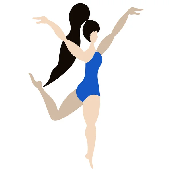 Esbelta Dama Está Bailando Ilustración Stock Vectorial Fondo Blanco Aislado — Vector de stock