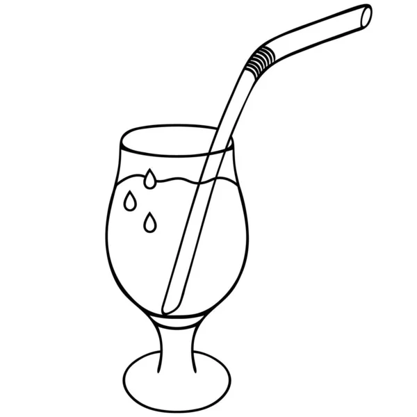 Bebida Refrescante Ilustración Stock Vectorial Boceto Gotas Agua Fluyen Por — Vector de stock