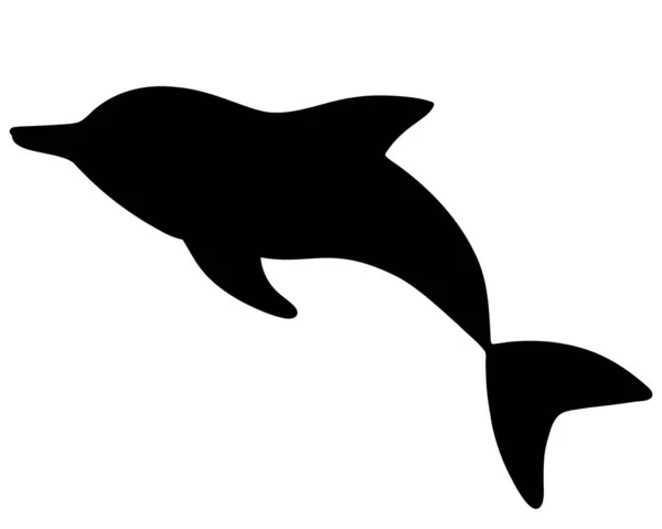 Дельфин Силуэт Морское Млекопитающее Векторная Иллюстрация Белый Изолированный Фон Житель — стоковый вектор