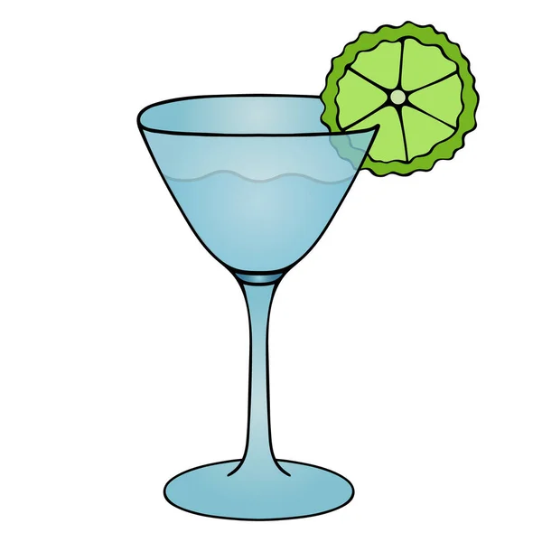 Martini Con Una Rodaja Lima Ilustración Vectorial Coloreada Fondo Blanco — Vector de stock