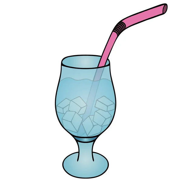 Refrescante Bebida Con Cubitos Hielo Ilustración Vectorial Coloreada Fondo Blanco — Vector de stock