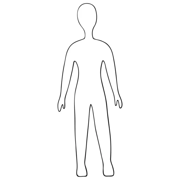 Figura Umana Figura Intera Schizzo Corpo Positivo Vista Frontale Illustrazione — Vettoriale Stock
