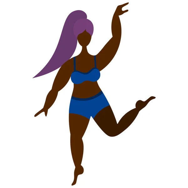 Mulher Afro Americana Dançar Modelo Atraente Com Excesso Peso Ilustração — Vetor de Stock