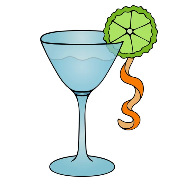 Martini Vidrio Con Bebida Alcohólica Ilustración Vectorial Color Fondo Blanco — Vector de stock