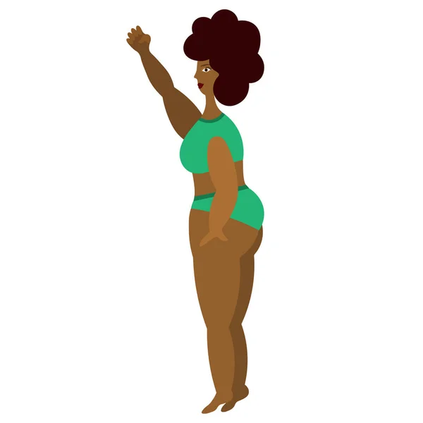 Woman body front and back view vector illustration. African