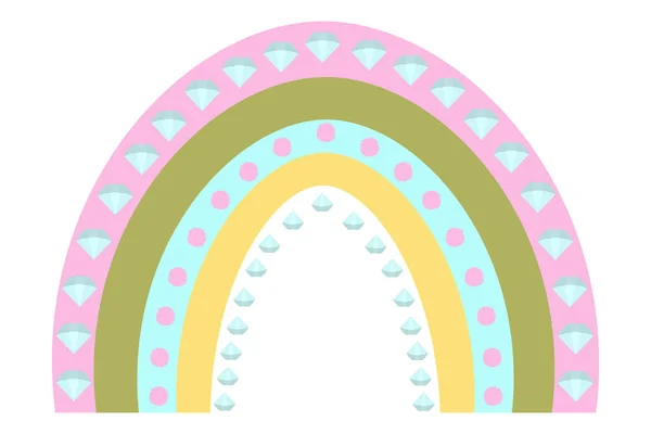 Rainbow Ethnic Motives Boho Style Vector Illustration Isolated White Background — Stock Vector